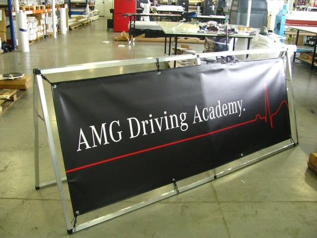 3000mm Monsoon banner frame with double-sided printing
