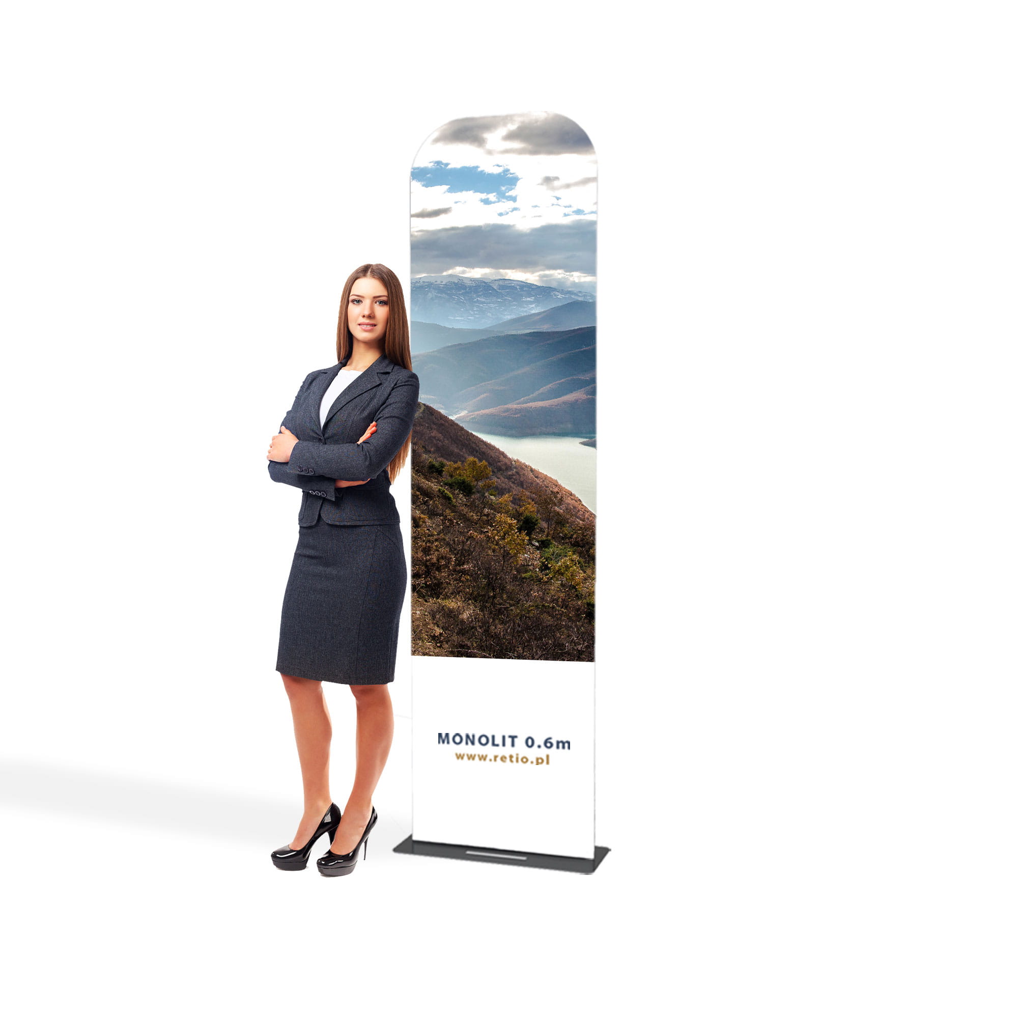Monolith fabric stand 0,6 x 2,3 m with a single-sided printout