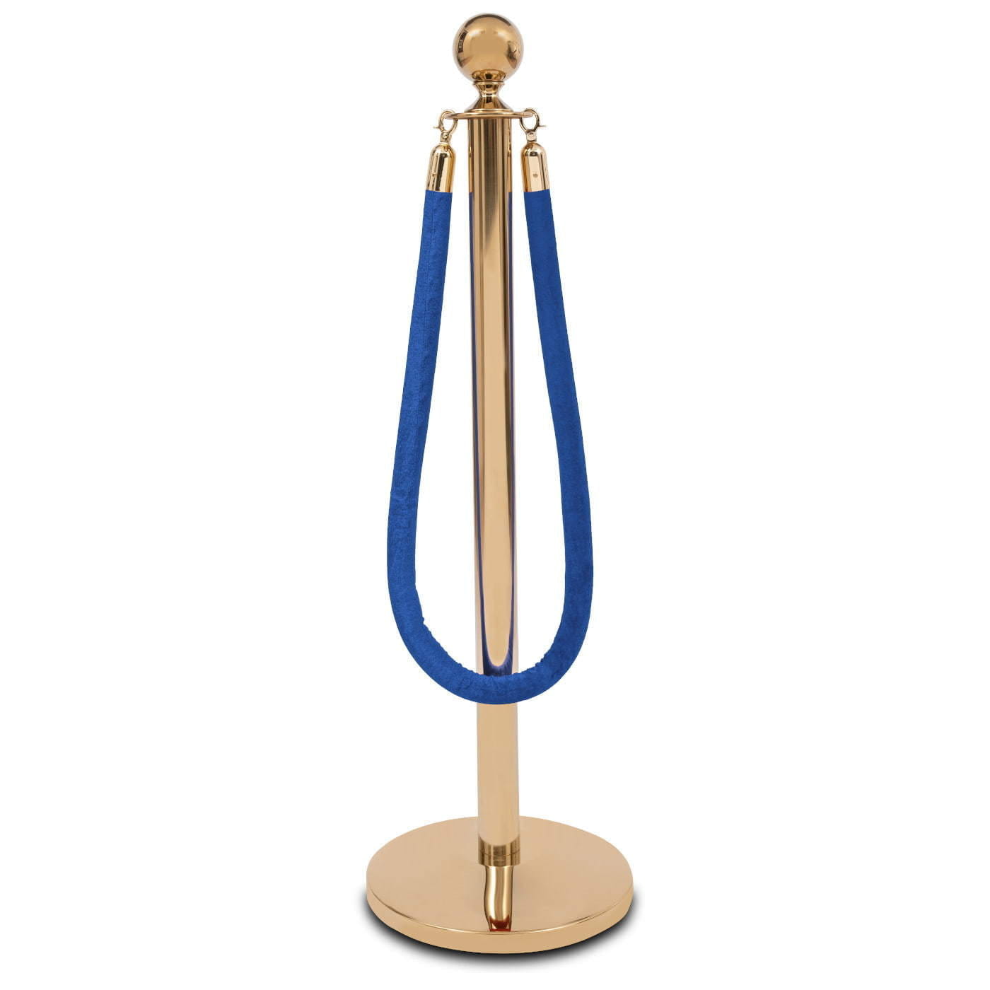 Divider post with blue rope