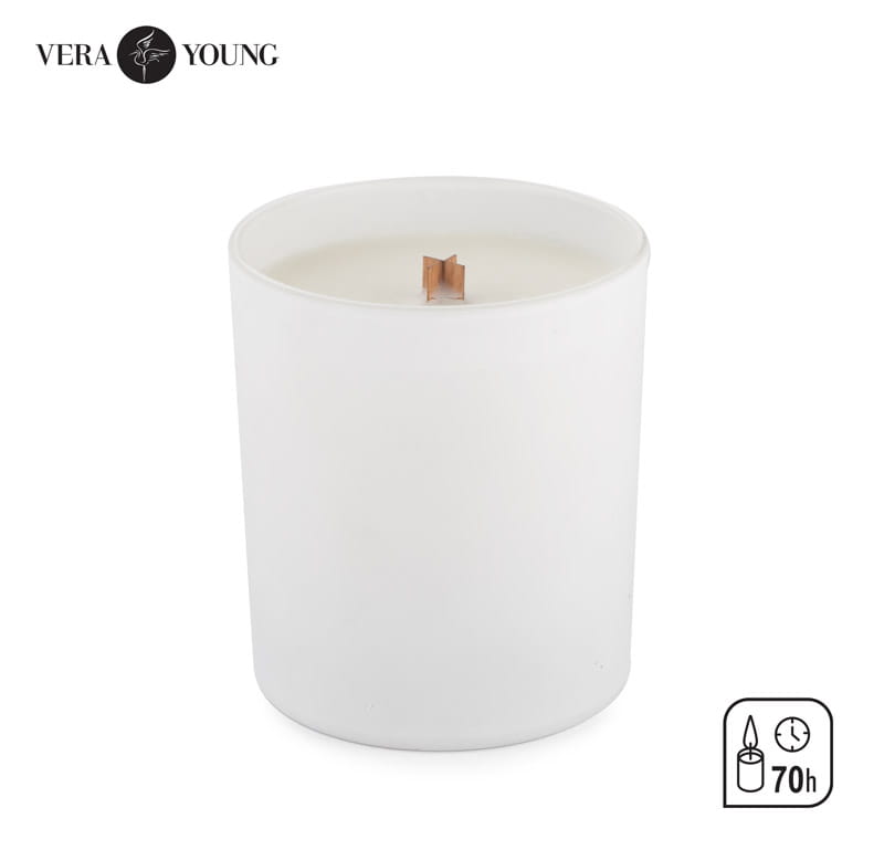 Świeca sojowa 220g - Library - VERA YOUNG biały z logo