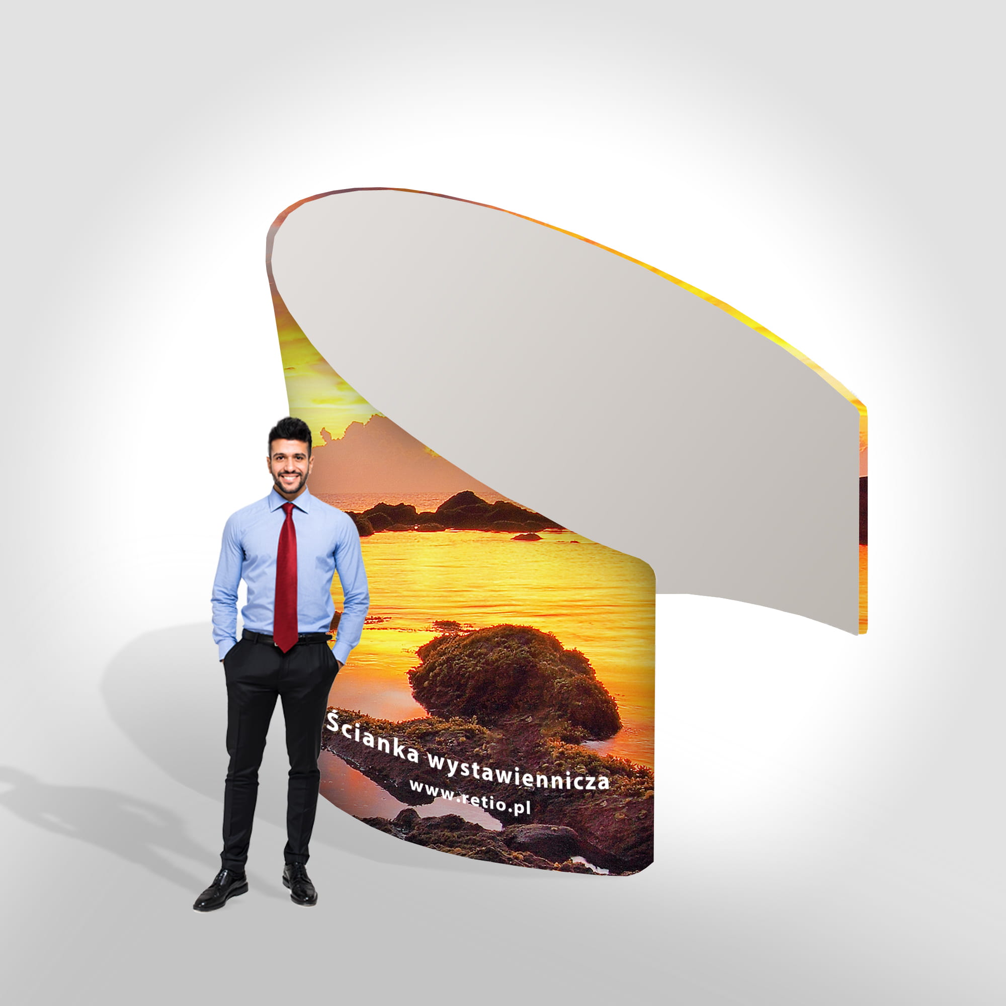 Meeting Pod Fabric Stand with a single-sided print
