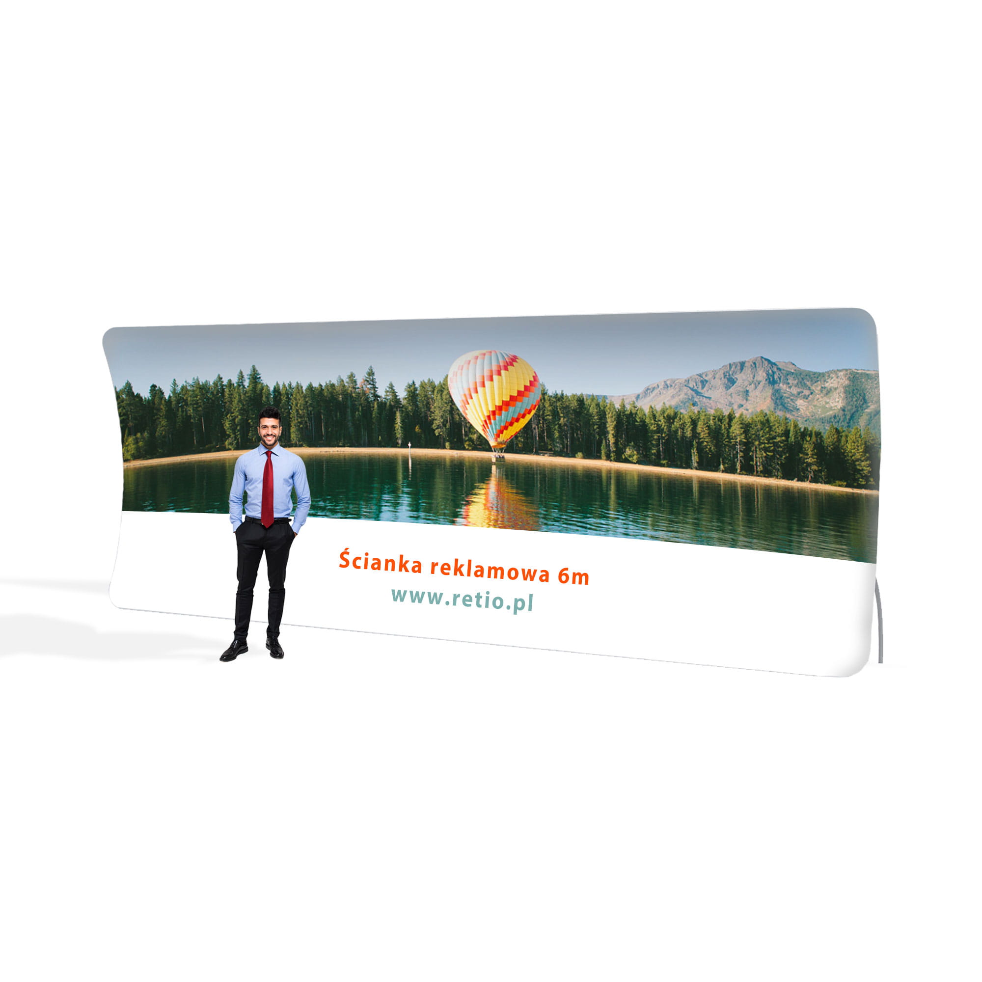 Curved Fabric Banner Stand - Vertical 6,1 x 2,3 m with double-sided printout