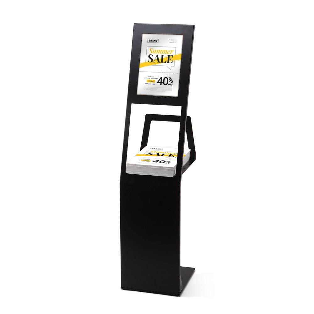 Informatiestandaard met plank en magnetisch foldervak A4 (297x210 mm) – zwart