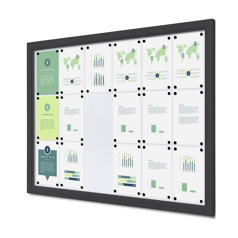 Gablota magnetyczna SLM 18xA4 130x91 cm z certyfikatem trudnopalności B1 zamykana na kluczyk do użytku zewnętrznego gablota zewnętrzna gablota ogłoszeniowa gablota informacyjna tablica ogłoszeń tablica informacyjna ogniotrwała antracyt