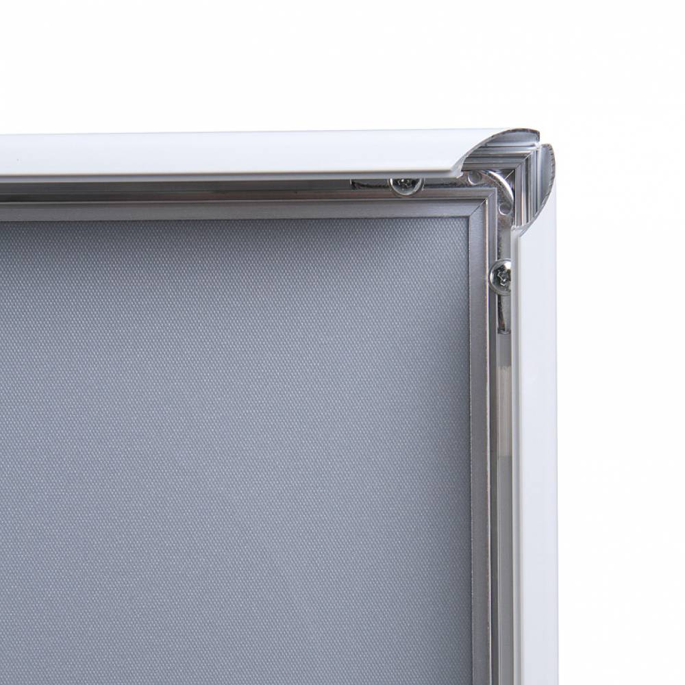 Ramka zatrzaskowa KRAST A2 (42,0 x 59,4 cm) aluminiowa biała z ostrym prostym narożnikiem rama ramka plakatowa OWZ ścienna na plakat na zdjęcia profil 25 mm