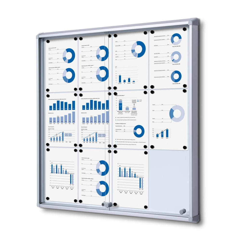 SL 12xA4 Magnetic Display Case 88x92 cm with Sliding Door, Locked with a Key for Internal Use, Display Cabinet, Advertisement Display, Information Display, Notice Board, Information Board