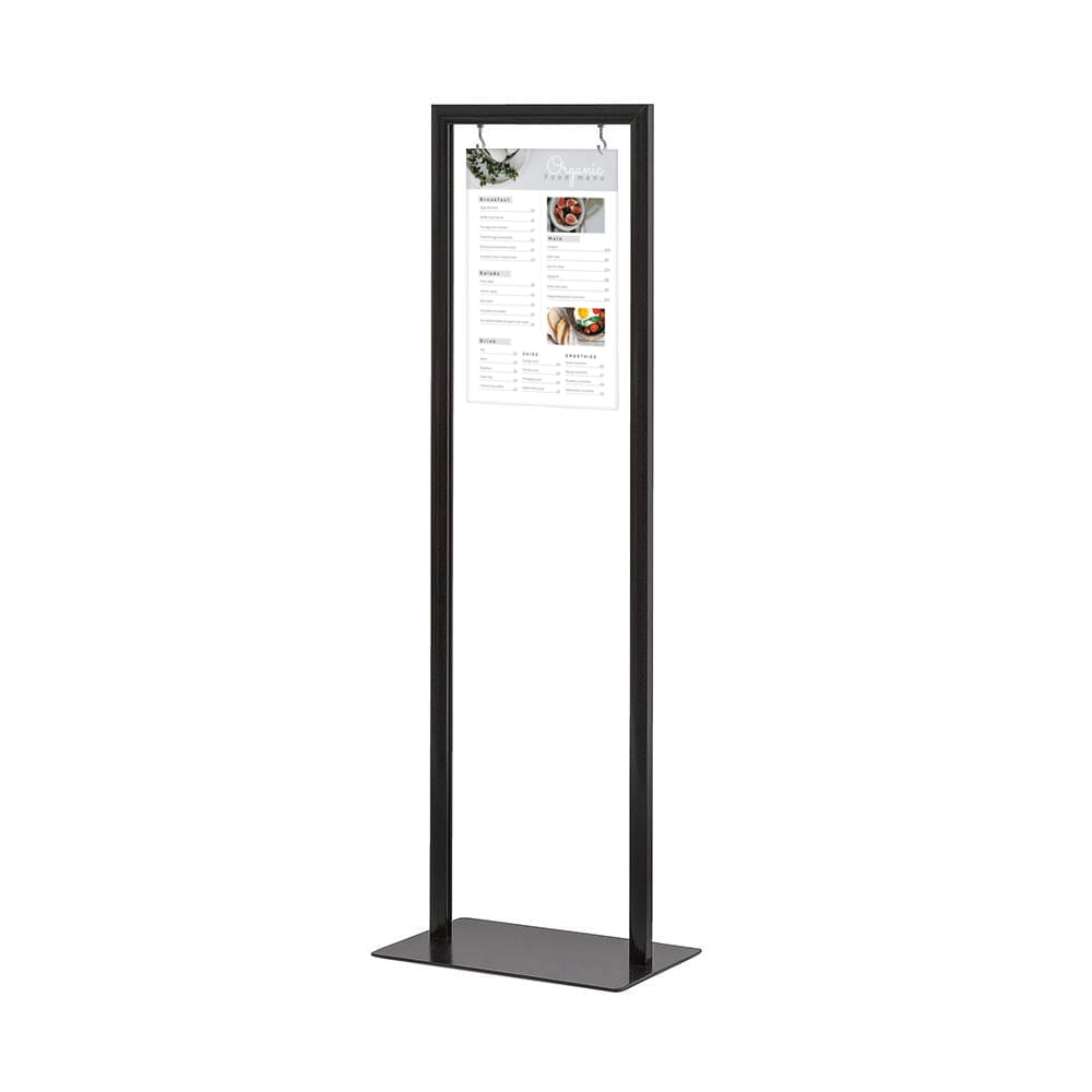 Wahadłowy stojak informacyjny A4 na ulotki, plakaty czarny stojak na plakat prezenter plakatowy z tabliczką A4 do restauracji gastronomii do sklepu do hotelu