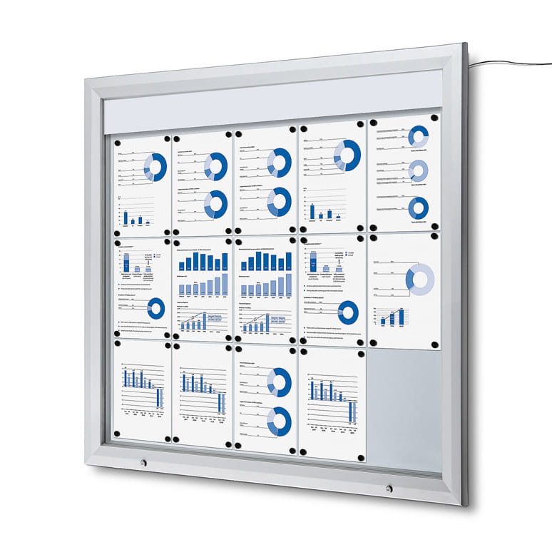 Zewnętrzna gablota magnetyczna ILLUMO 15xA4 124x116 cm z podświetleniem LED zamykana na kluczyk do użytku zewnętrznego gablota zewnętrzna gablota ogłoszeniowa gablota informacyjna tablica ogłoszeń tablica informacyjna