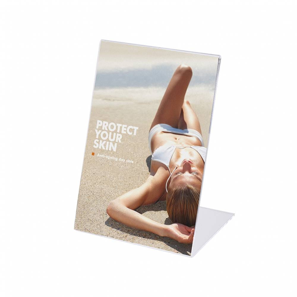 Acrylic L-Shaped Poster Stand In Portrait Orientation A4 (210 x 297 mm)
