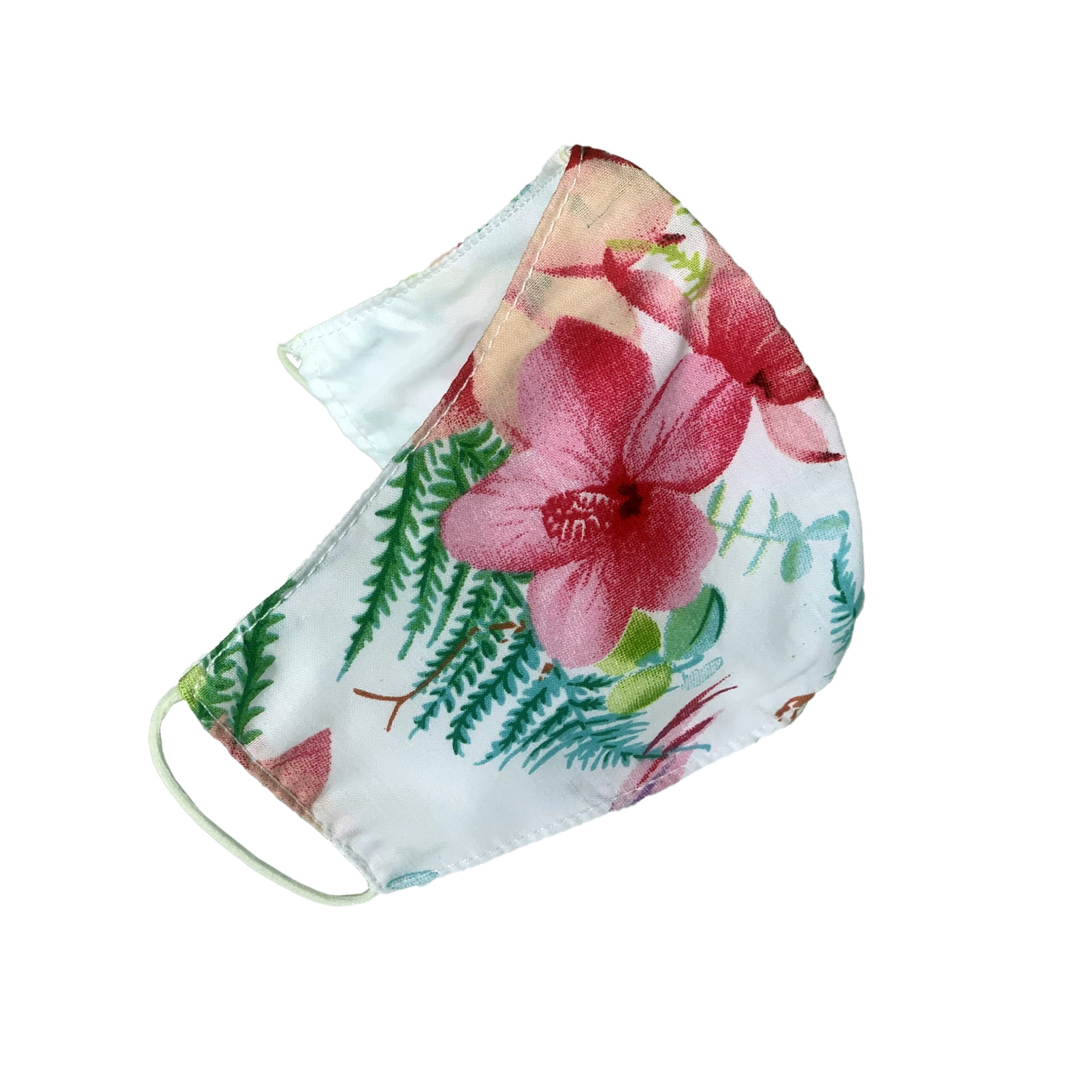 Cotton mask with floral pattern on white background
