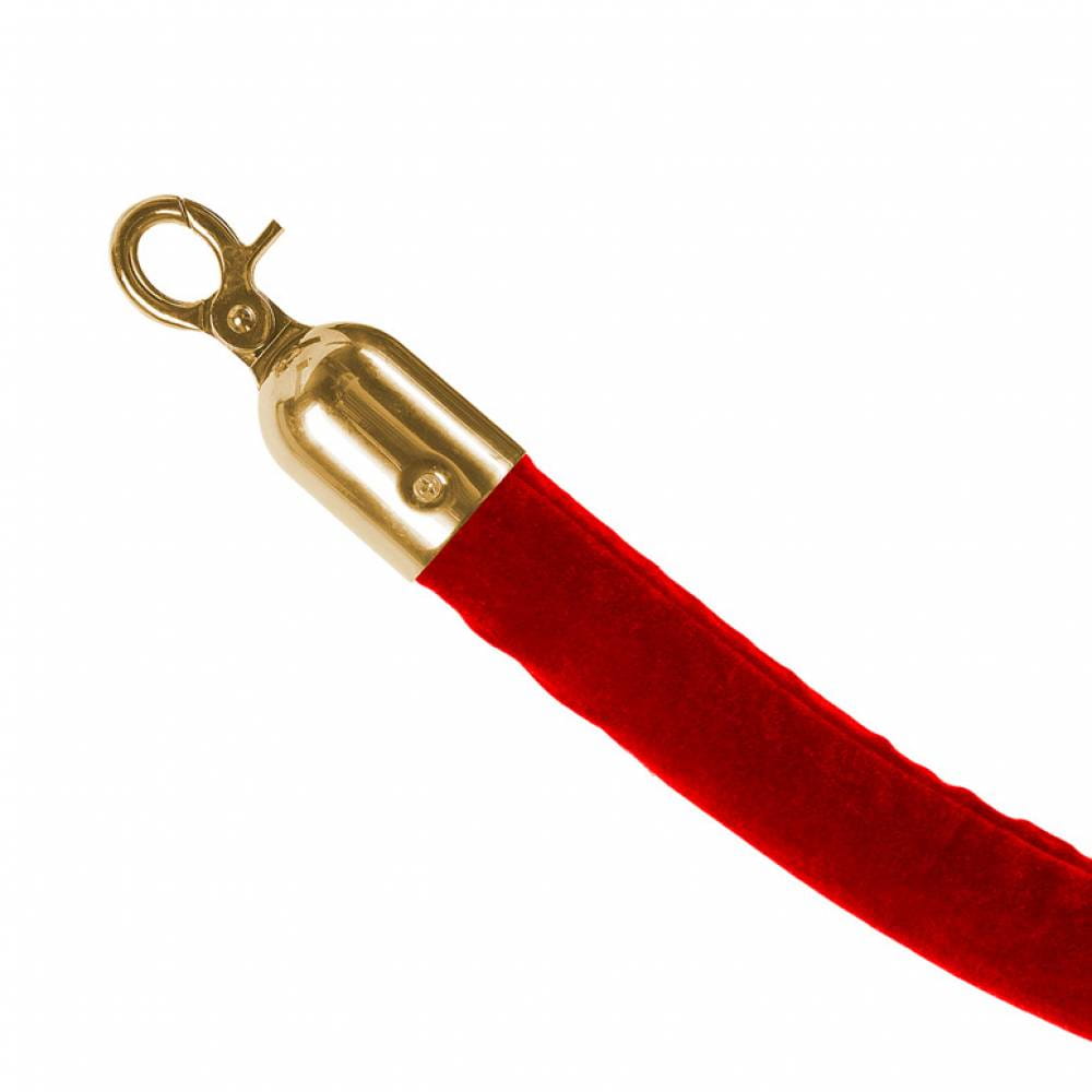 BSR Premium barrier rope Red Velor Gold 150 cm Border barrier rope for hotel barrier posts