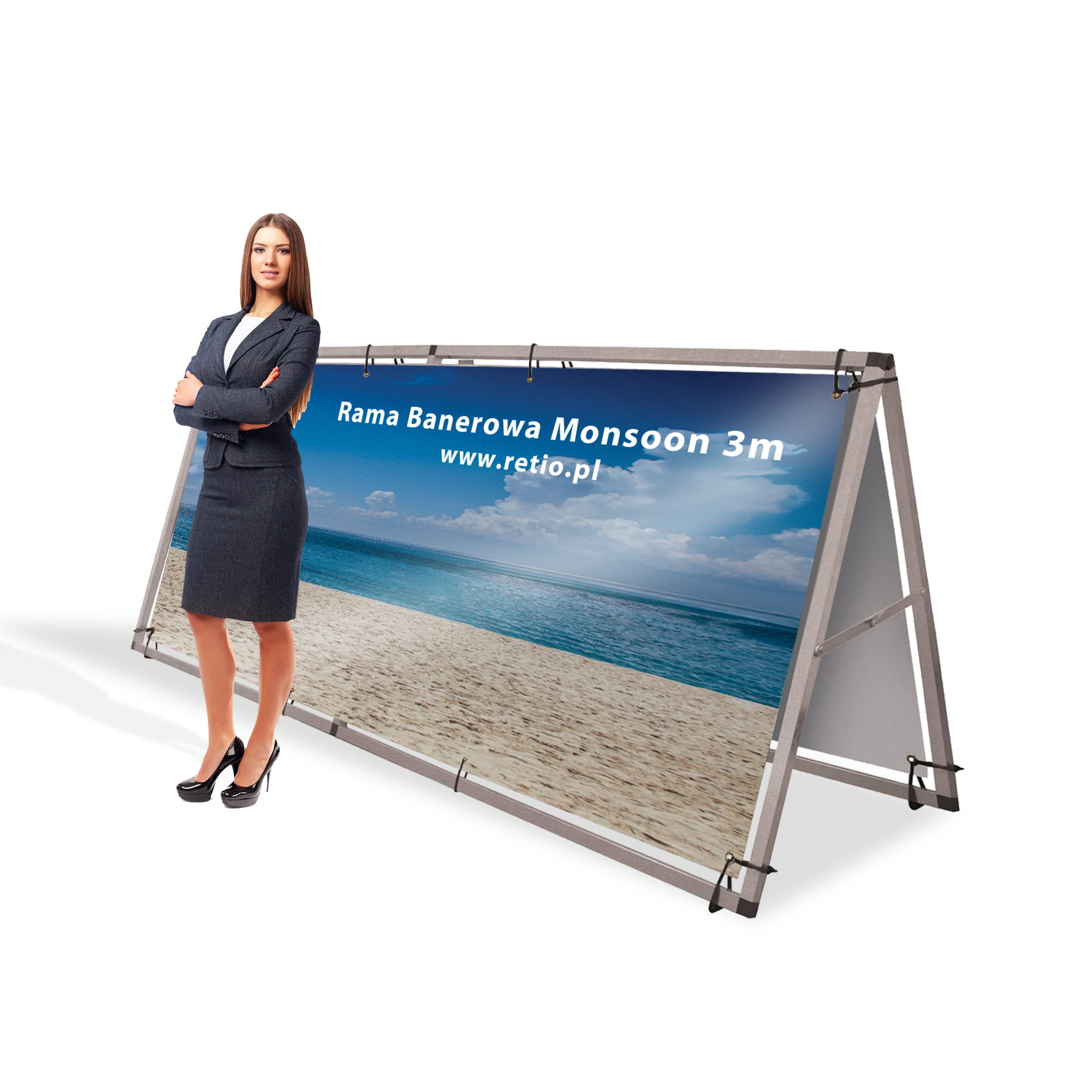 3000mm Monsoon banner frame with double-sided printing